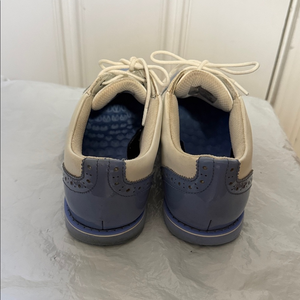 G/FORE Womens Cap Toe Gallivanter Golf Shoes - Snow/Vista Blue Size 8.5 - Picture 3 of 10